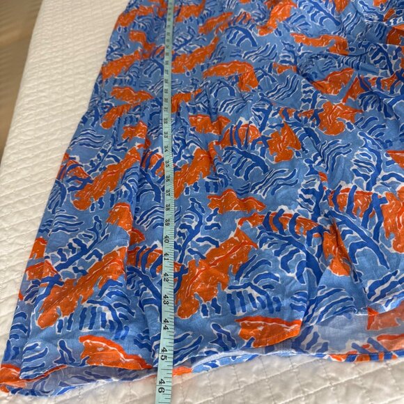 HiHo Womens Long-Sleeve Cotton Dress With Collar In Blue & Orange Size S Made In - Picture 8 of 9